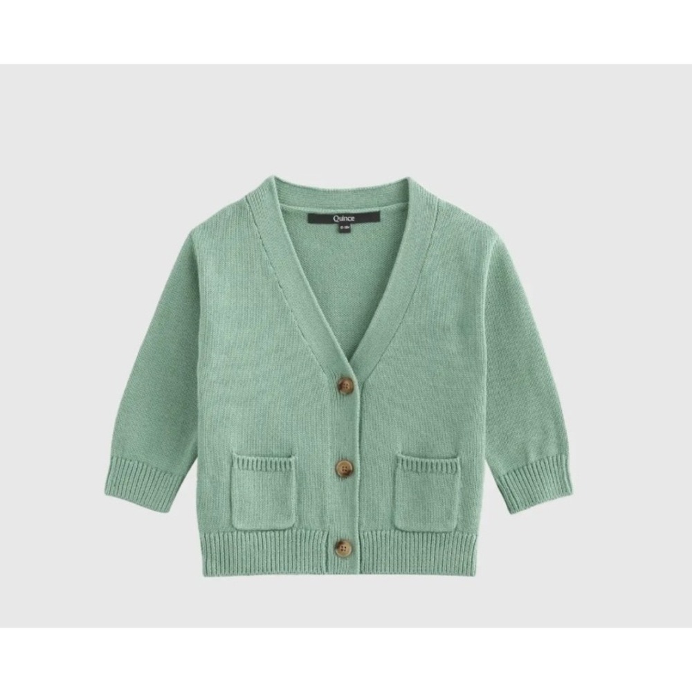 Quince‎ Kids Unisex Sage Green Organic Cotton V-Neck Cardigan Sweater Size 5T
